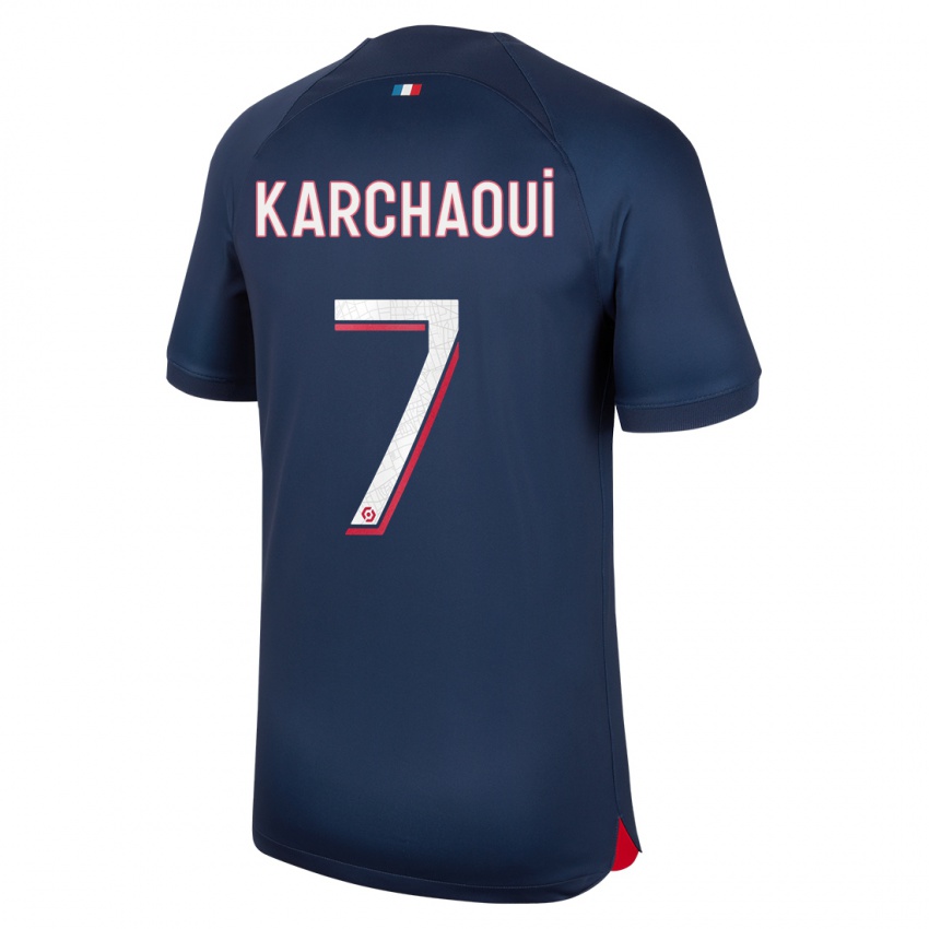 Niño Camiseta Sakina Karchaoui #7 Azul Rojo 1ª Equipación 2023/24 La Camisa Perú