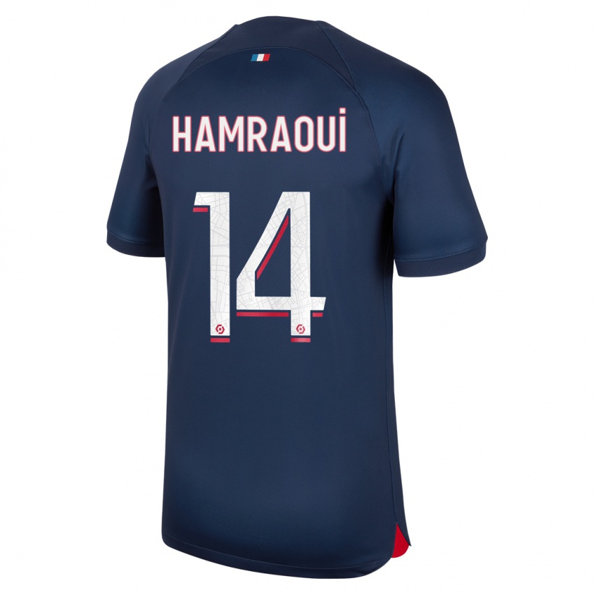 Niño Camiseta Kheira Hamraoui #14 Azul Rojo 1ª Equipación 2023/24 La Camisa Perú