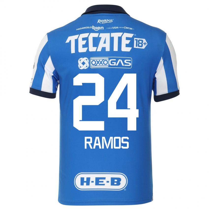 Niño Camiseta César Ramos #24 Azul Blanco 1ª Equipación 2023/24 La Camisa Perú