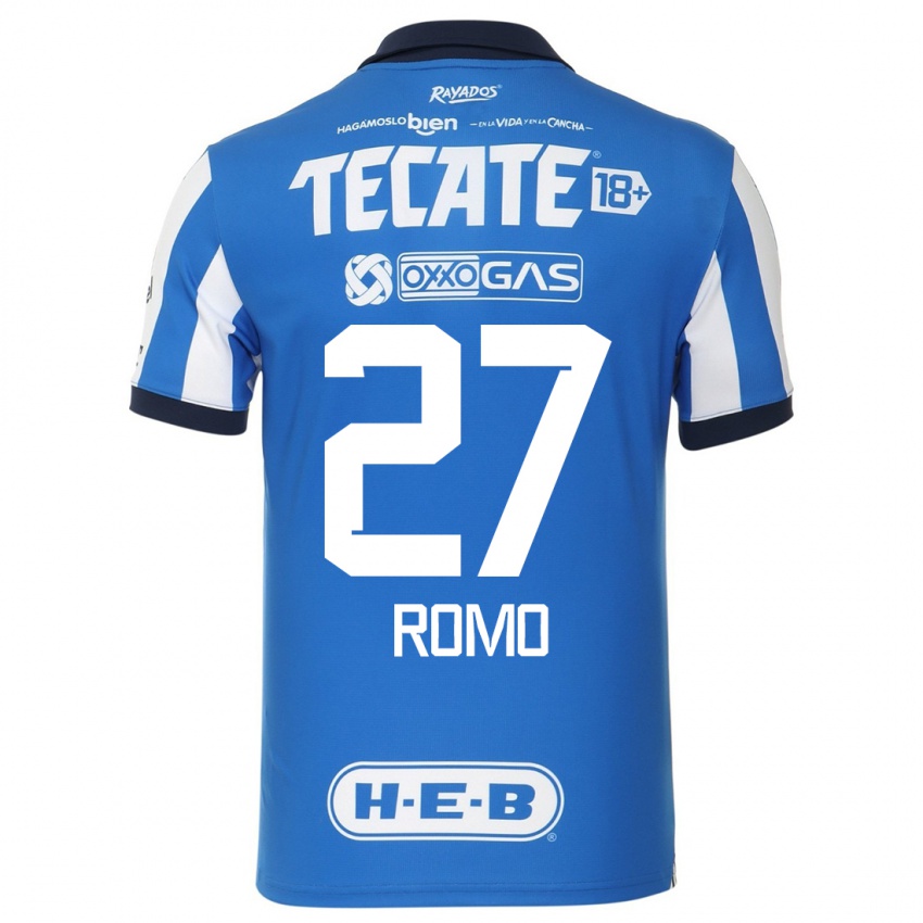 Niño Camiseta Luis Romo #27 Azul Blanco 1ª Equipación 2023/24 La Camisa Perú