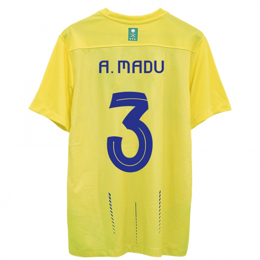 Niño Camiseta Abdullah Madu #3 Amarillo 1ª Equipación 2023/24 La Camisa Perú