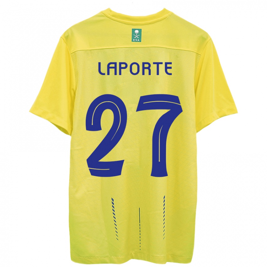 Niño Camiseta Aymeric Laporte #27 Amarillo 1ª Equipación 2023/24 La Camisa Perú