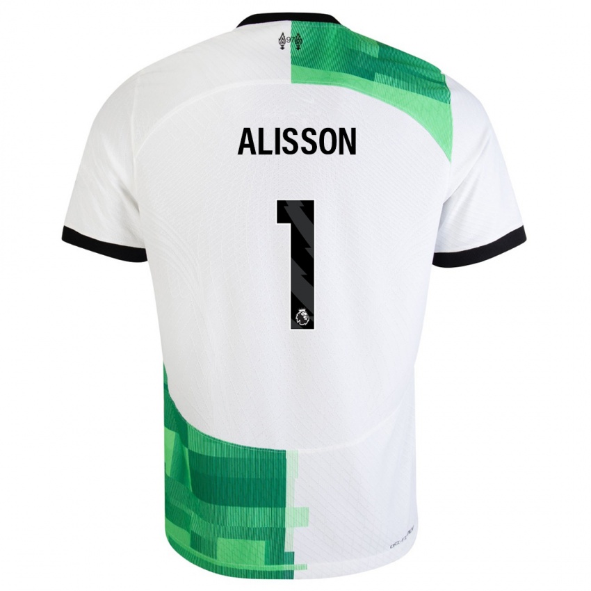 Niño Camiseta Alisson #1 Blanco Verde 2ª Equipación 2023/24 La Camisa Perú