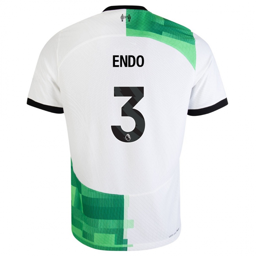 Niño Camiseta Wataru Endo #3 Blanco Verde 2ª Equipación 2023/24 La Camisa Perú