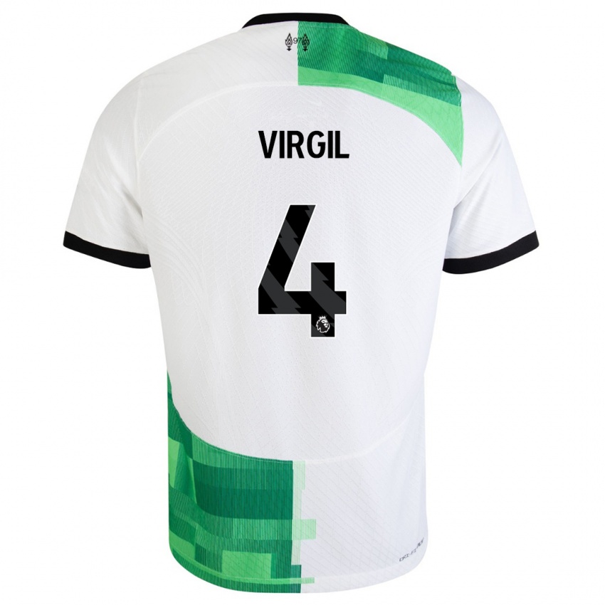 Niño Camiseta Virgil Van Dijk #4 Blanco Verde 2ª Equipación 2023/24 La Camisa Perú