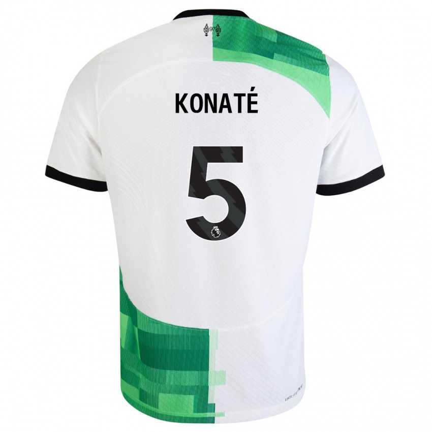 Niño Camiseta Ibrahima Konate #5 Blanco Verde 2ª Equipación 2023/24 La Camisa Perú