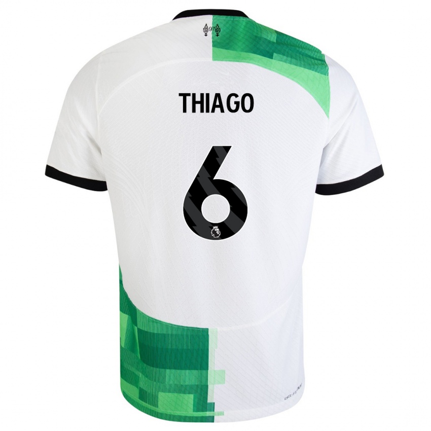 Niño Camiseta Thiago #6 Blanco Verde 2ª Equipación 2023/24 La Camisa Perú