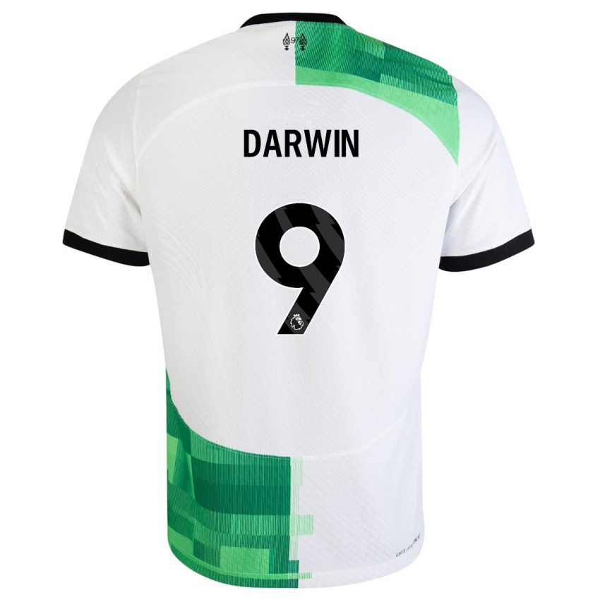 Niño Camiseta Darwin Nunez #9 Blanco Verde 2ª Equipación 2023/24 La Camisa Perú