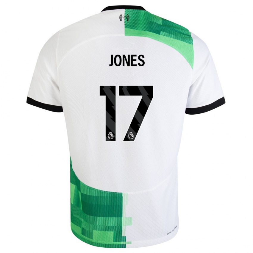 Niño Camiseta Curtis Jones #17 Blanco Verde 2ª Equipación 2023/24 La Camisa Perú