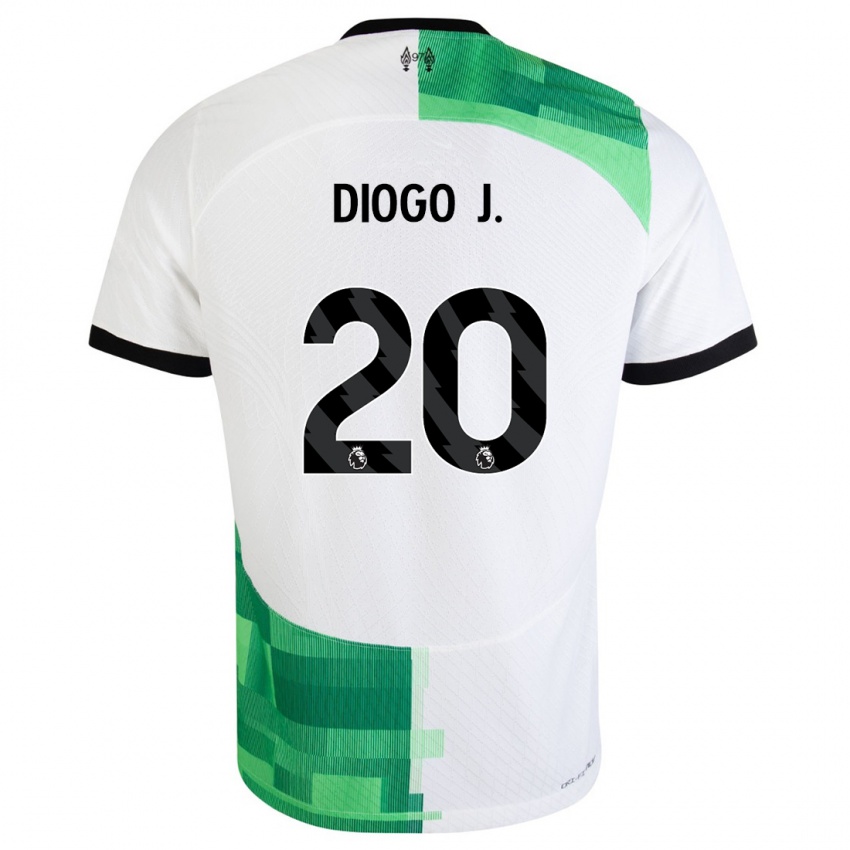 Niño Camiseta Diogo Jota #20 Blanco Verde 2ª Equipación 2023/24 La Camisa Perú