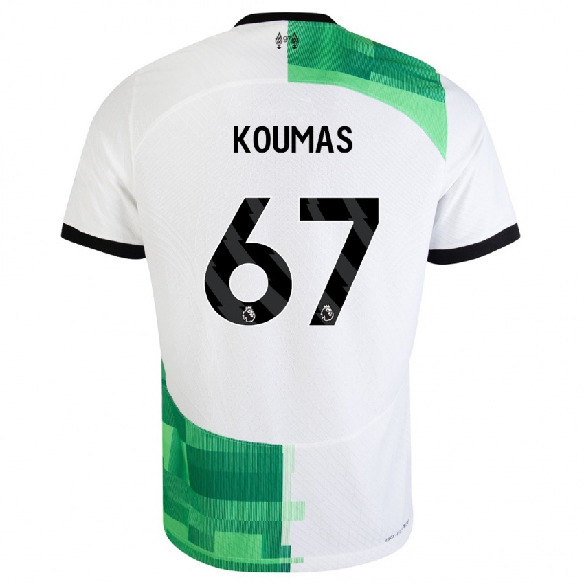 Niño Camiseta Lewis Koumas #67 Blanco Verde 2ª Equipación 2023/24 La Camisa Perú