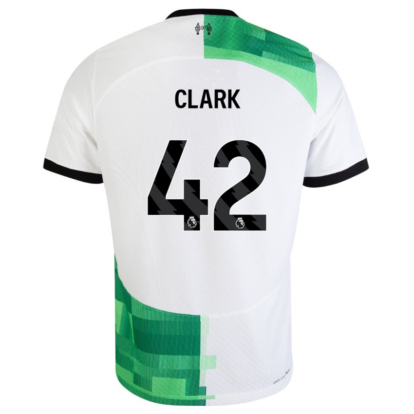 Niño Camiseta Bobby Clark #42 Blanco Verde 2ª Equipación 2023/24 La Camisa Perú