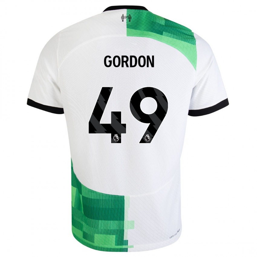 Niño Camiseta Kaide Gordon #49 Blanco Verde 2ª Equipación 2023/24 La Camisa Perú