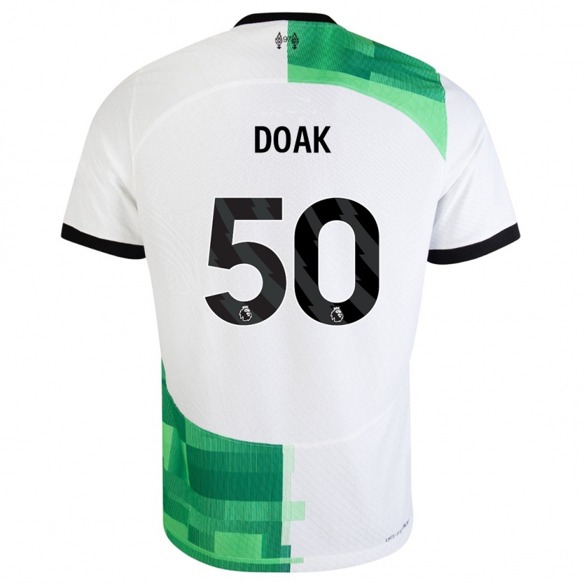 Niño Camiseta Ben Doak #50 Blanco Verde 2ª Equipación 2023/24 La Camisa Perú