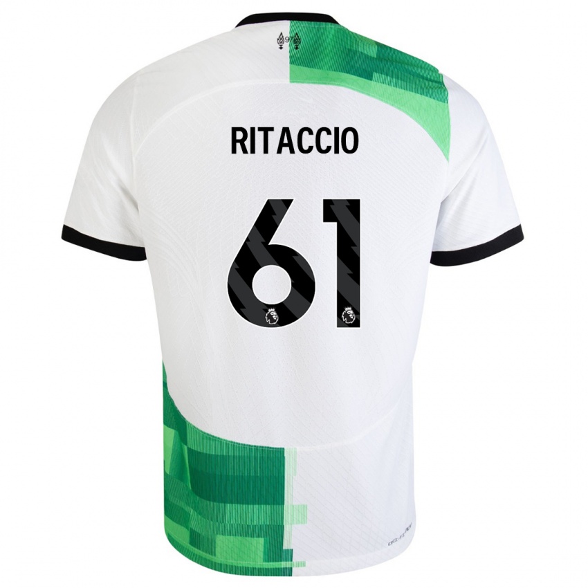 Niño Camiseta Matteo Ritaccio #61 Blanco Verde 2ª Equipación 2023/24 La Camisa Perú