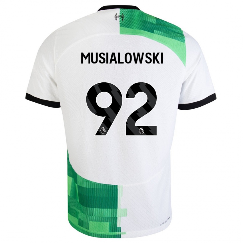 Niño Camiseta Mateusz Musialowski #92 Blanco Verde 2ª Equipación 2023/24 La Camisa Perú