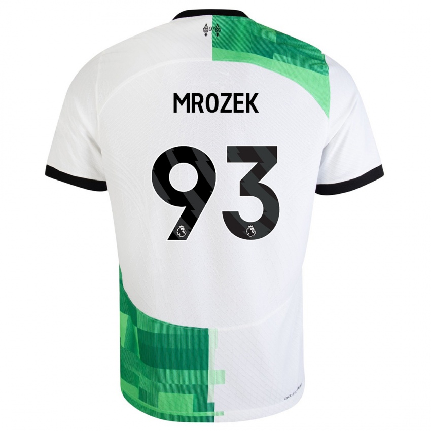 Niño Camiseta Fabian Mrozek #93 Blanco Verde 2ª Equipación 2023/24 La Camisa Perú