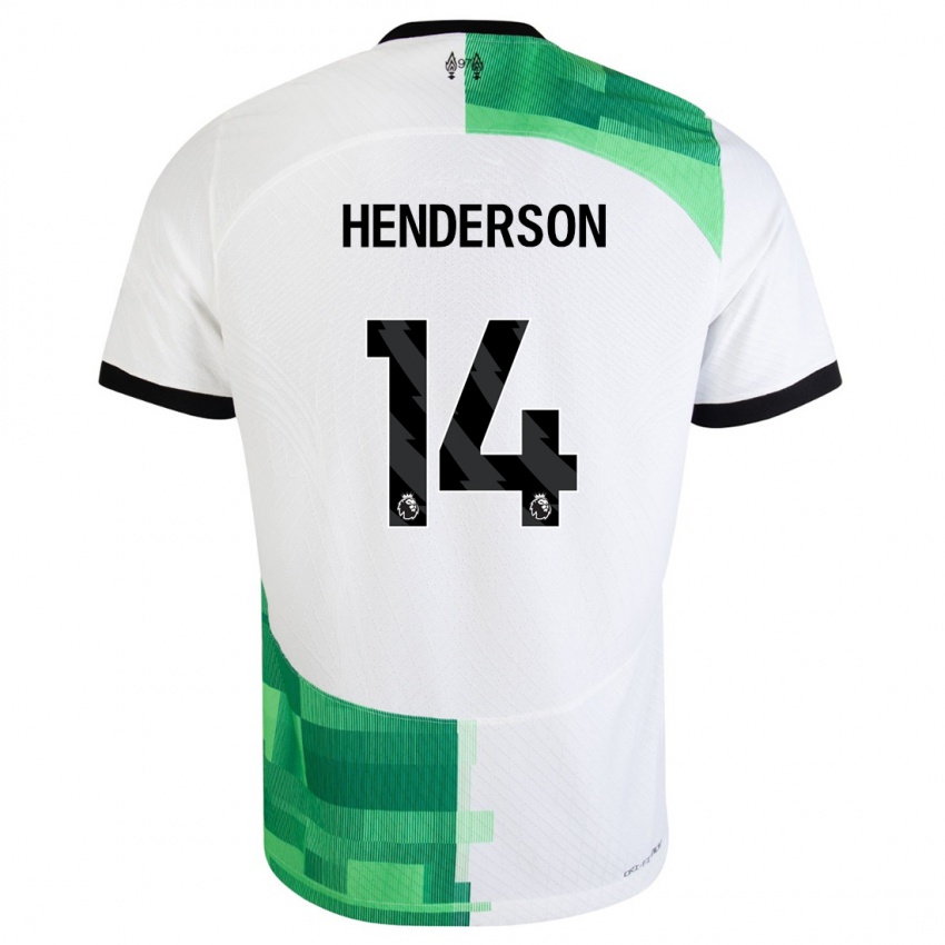 Niño Camiseta Henderson #14 Blanco Verde 2ª Equipación 2023/24 La Camisa Perú