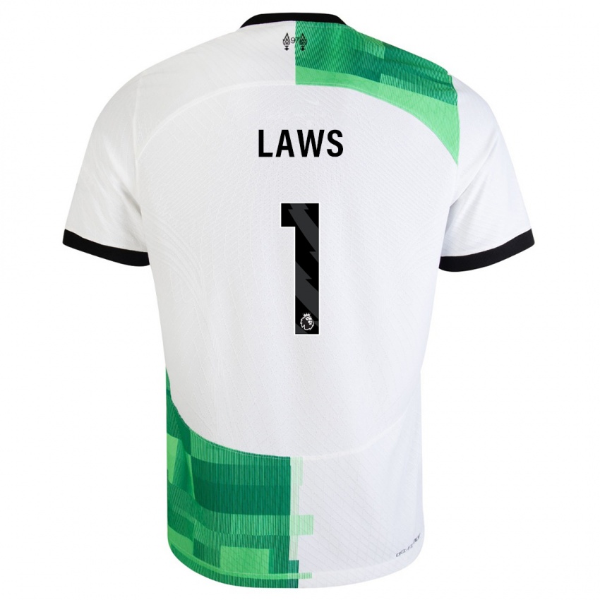 Niño Camiseta Rachael Laws #1 Blanco Verde 2ª Equipación 2023/24 La Camisa Perú