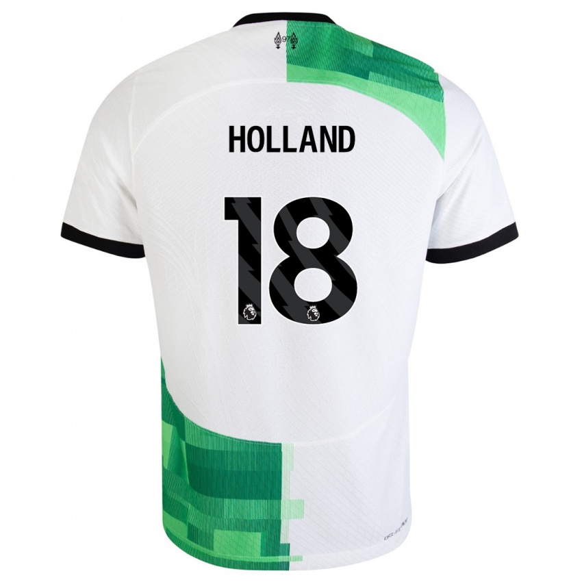 Niño Camiseta Ceri Holland #18 Blanco Verde 2ª Equipación 2023/24 La Camisa Perú