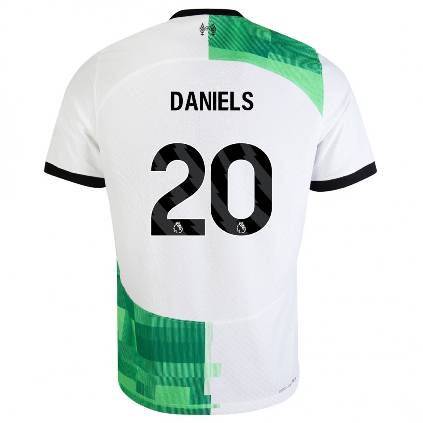 Niño Camiseta Yana Daniels #20 Blanco Verde 2ª Equipación 2023/24 La Camisa Perú