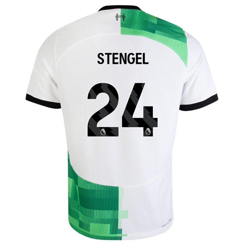 Niño Camiseta Katie Stengel #24 Blanco Verde 2ª Equipación 2023/24 La Camisa Perú