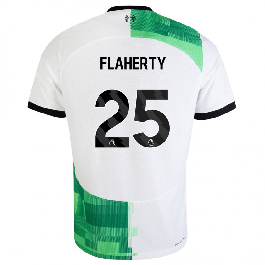 Niño Camiseta Gilly Flaherty #25 Blanco Verde 2ª Equipación 2023/24 La Camisa Perú