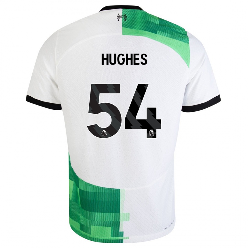 Niño Camiseta Liam Hughes #54 Blanco Verde 2ª Equipación 2023/24 La Camisa Perú