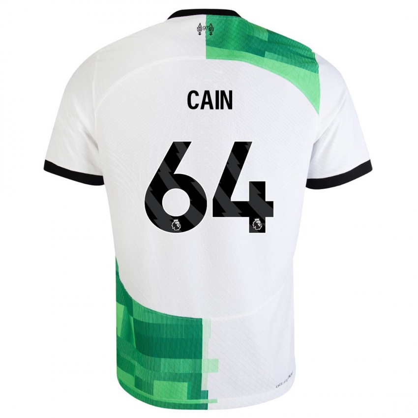 Niño Camiseta Jake Cain #64 Blanco Verde 2ª Equipación 2023/24 La Camisa Perú