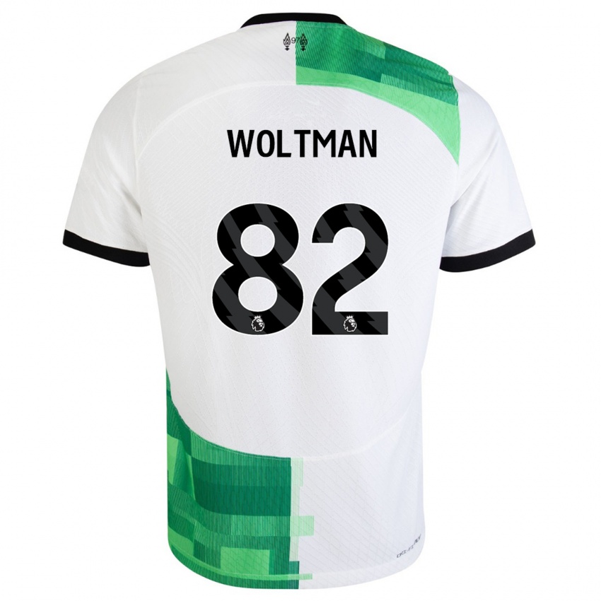 Niño Camiseta Max Woltman #82 Blanco Verde 2ª Equipación 2023/24 La Camisa Perú