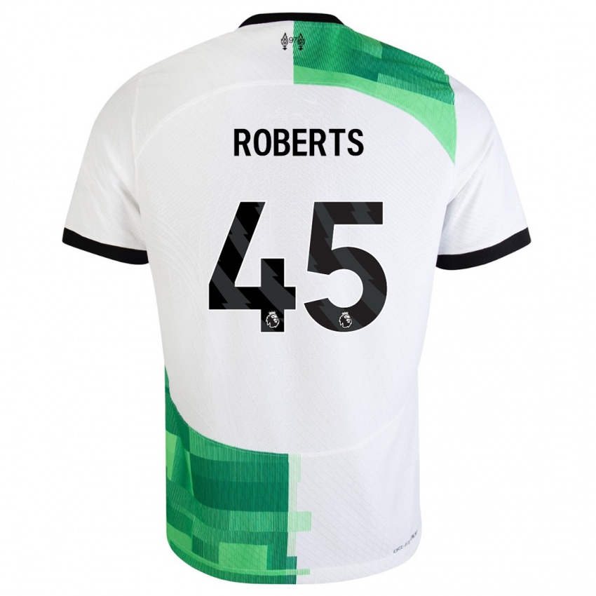 Niño Camiseta Iwan Roberts #45 Blanco Verde 2ª Equipación 2023/24 La Camisa Perú