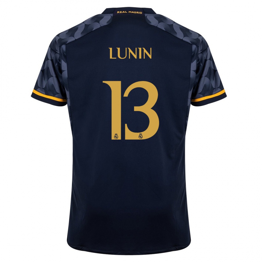 Niño Camiseta Andriy Lunin #13 Azul Oscuro 2ª Equipación 2023/24 La Camisa Perú