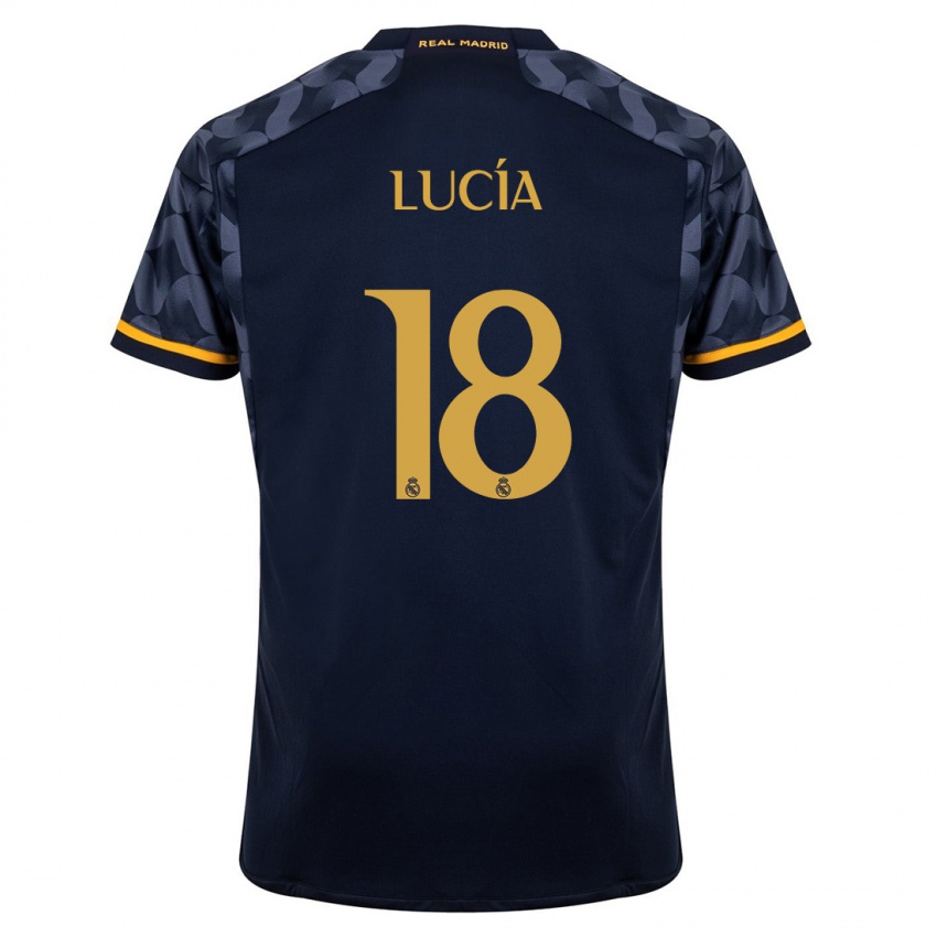 Niño Camiseta Lucia Rodriguez #18 Azul Oscuro 2ª Equipación 2023/24 La Camisa Perú