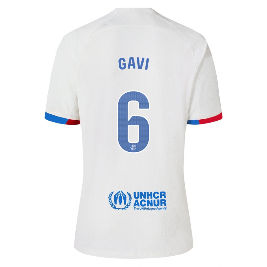 Niño Camiseta Gavi #6 Blanco 2ª Equipación 2023/24 La Camisa Perú