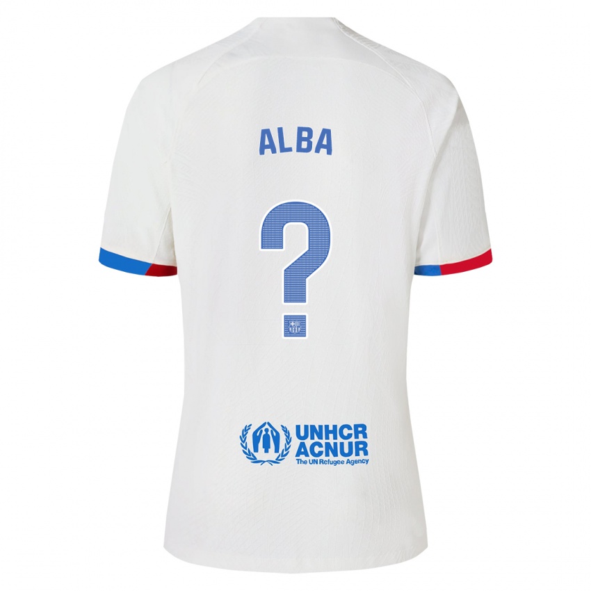 Niño Camiseta Javi Alba #0 Blanco 2ª Equipación 2023/24 La Camisa Perú