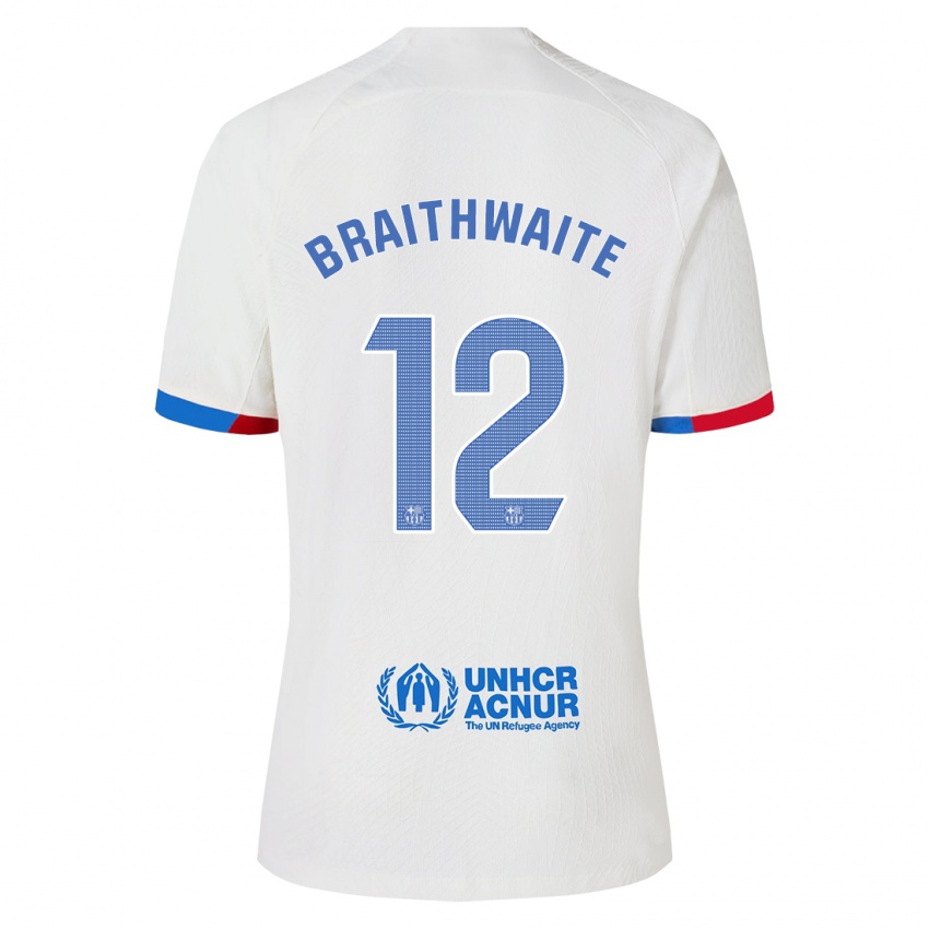 Niño Camiseta Martin Braithwaite #12 Blanco 2ª Equipación 2023/24 La Camisa Perú