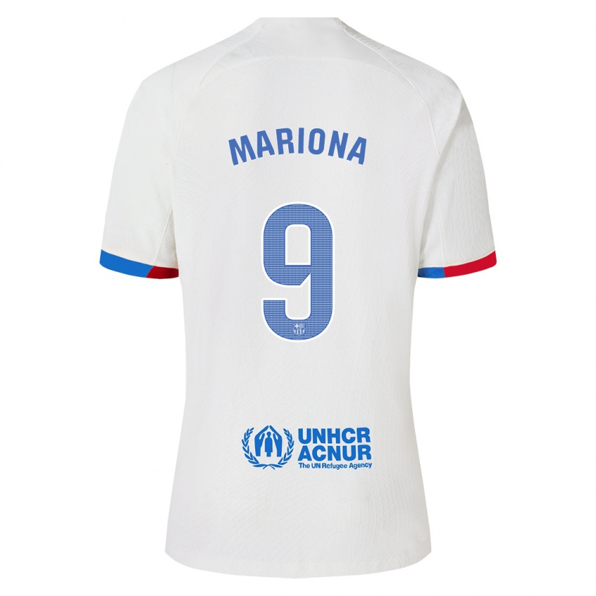 Niño Camiseta Mariona Caldentey #9 Blanco 2ª Equipación 2023/24 La Camisa Perú