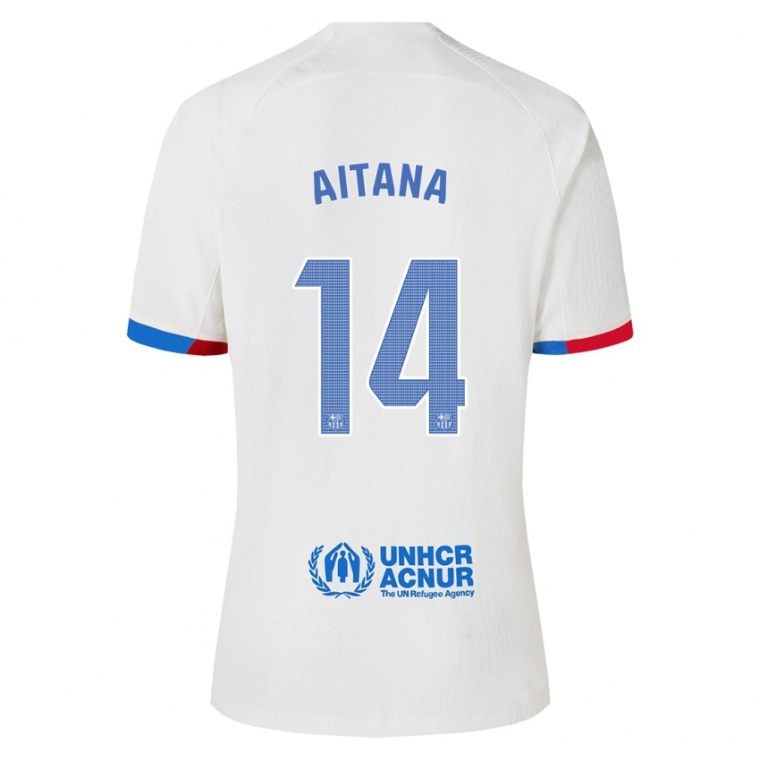 Niño Camiseta Aitana Bonmati #14 Blanco 2ª Equipación 2023/24 La Camisa Perú