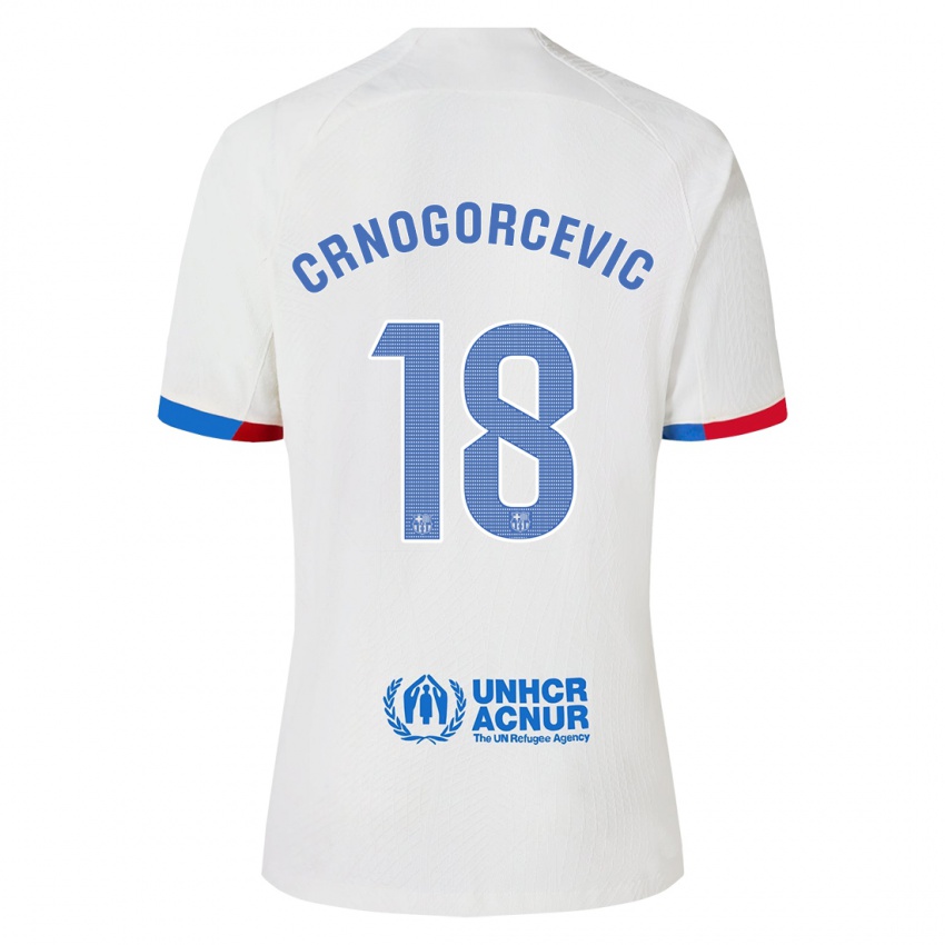 Niño Camiseta Ana-Maria Crnogorcevic #18 Blanco 2ª Equipación 2023/24 La Camisa Perú