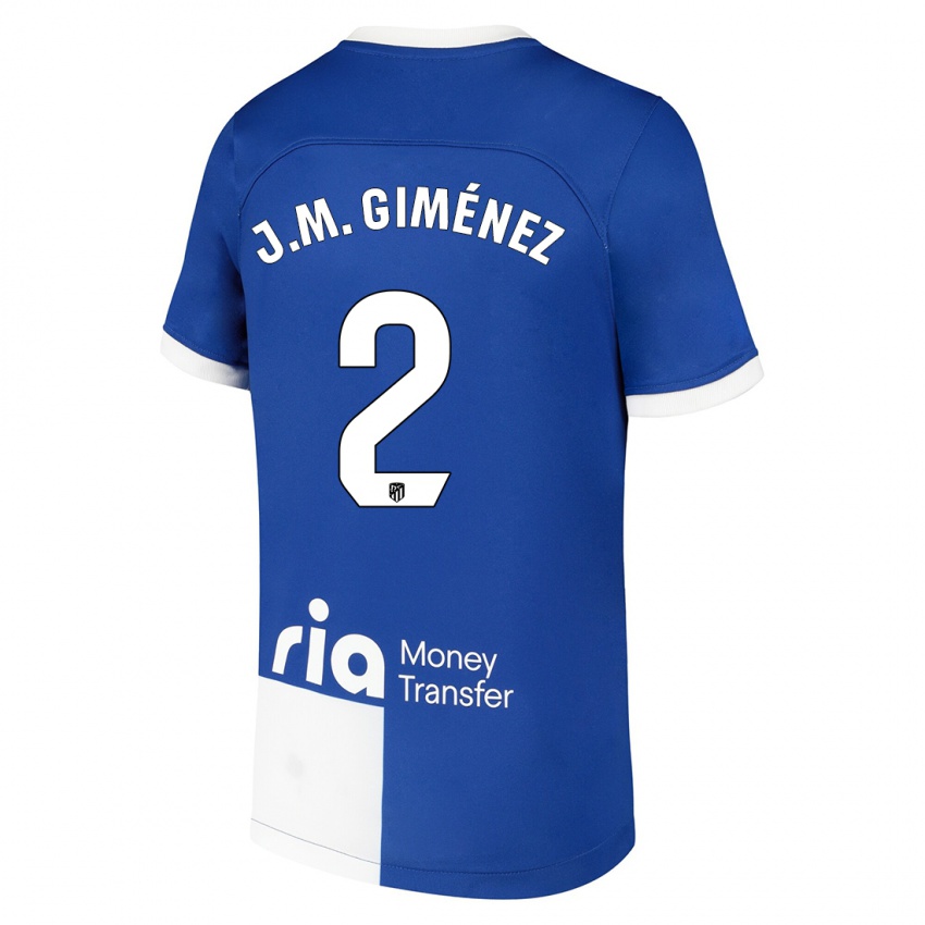 Niño Camiseta José María Giménez #2 Azul Blanco 2ª Equipación 2023/24 La Camisa Perú