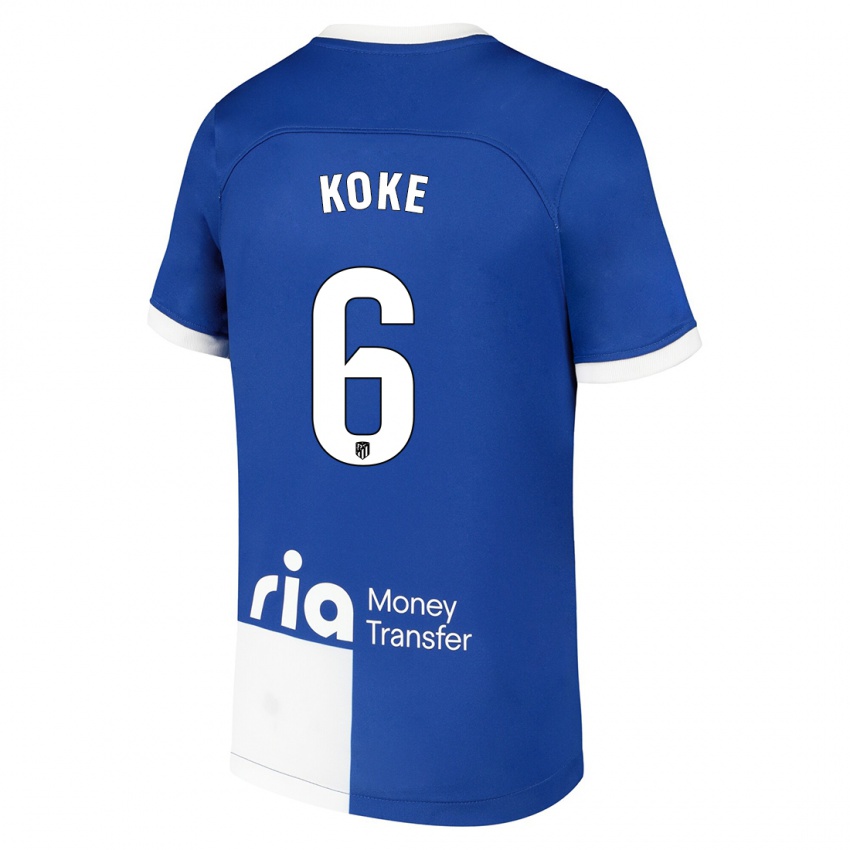 Niño Camiseta Koke #6 Azul Blanco 2ª Equipación 2023/24 La Camisa Perú