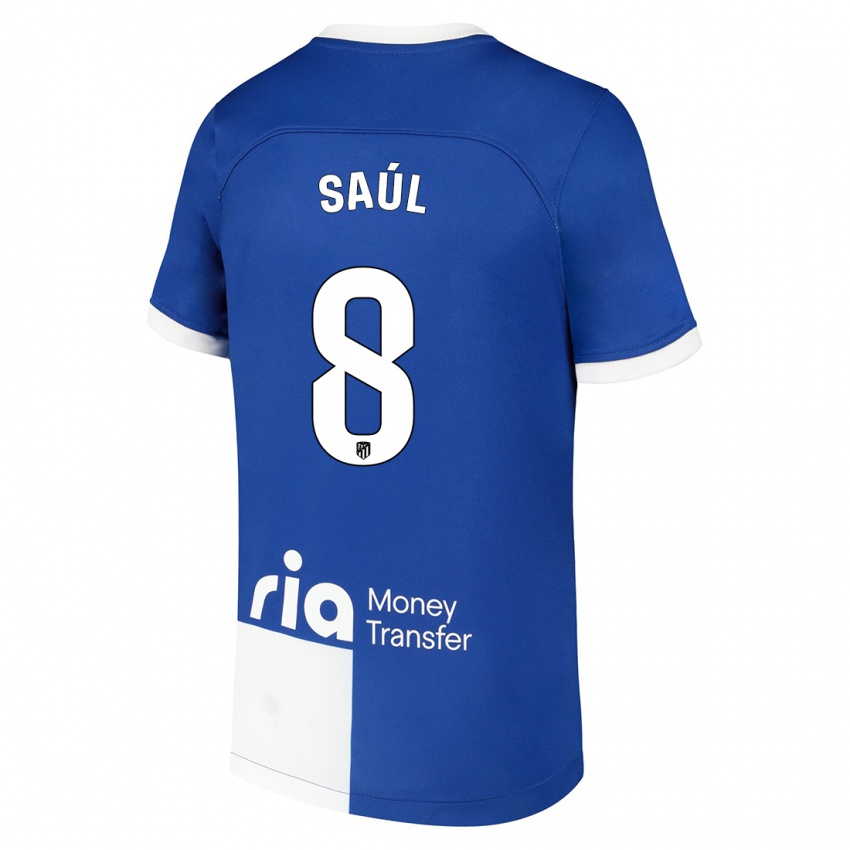 Niño Camiseta Saul Niguez #8 Azul Blanco 2ª Equipación 2023/24 La Camisa Perú