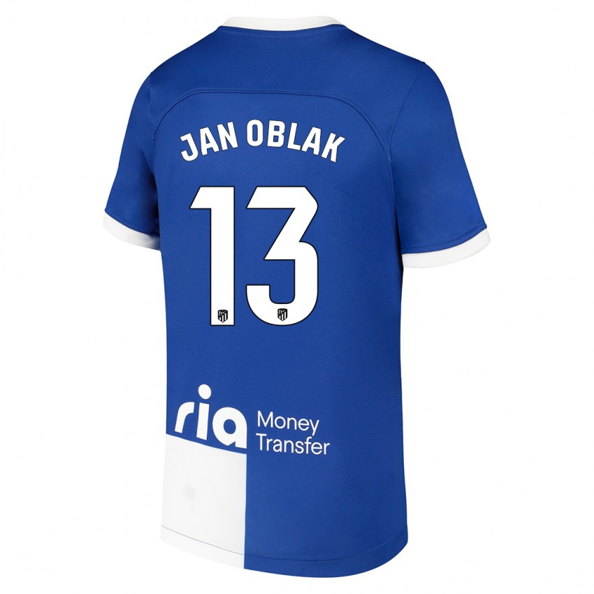 Niño Camiseta Jan Oblak #13 Azul Blanco 2ª Equipación 2023/24 La Camisa Perú