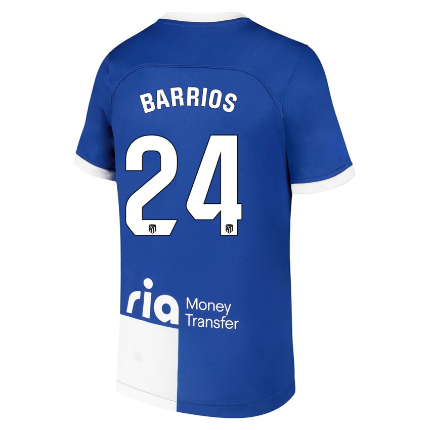 Niño Camiseta Pablo Barrios #24 Azul Blanco 2ª Equipación 2023/24 La Camisa Perú