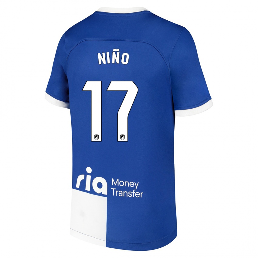 Niño Camiseta Adrián Niño #17 Azul Blanco 2ª Equipación 2023/24 La Camisa Perú