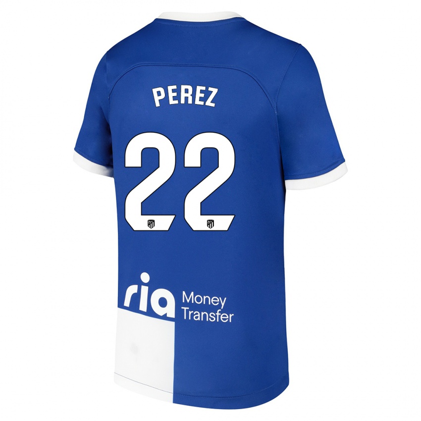 Niño Camiseta Pablo Pérez #22 Azul Blanco 2ª Equipación 2023/24 La Camisa Perú