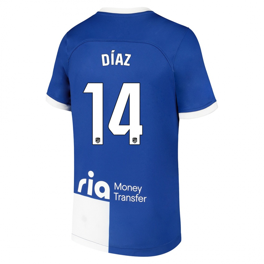 Niño Camiseta Javier Díaz #14 Azul Blanco 2ª Equipación 2023/24 La Camisa Perú