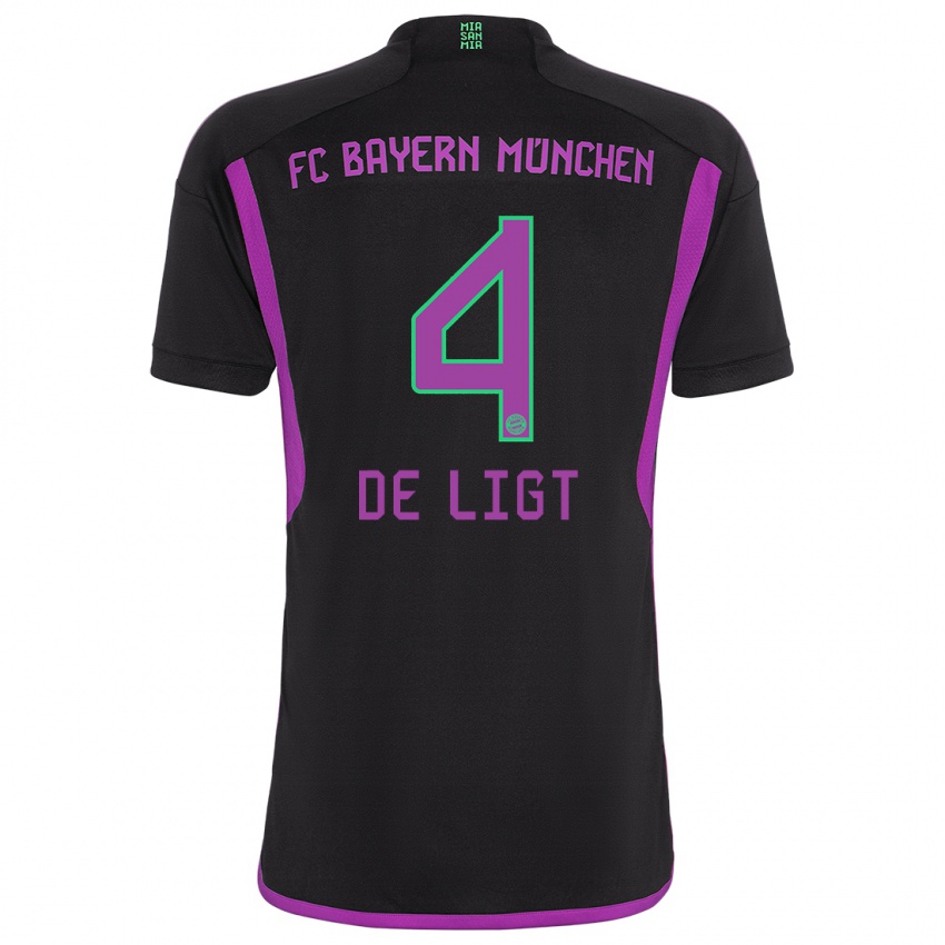 Niño Camiseta Matthijs De Ligt #4 Negro 2ª Equipación 2023/24 La Camisa Perú