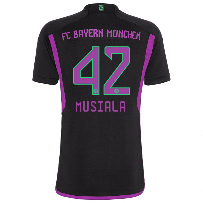 Niño Camiseta Jamal Musiala #42 Negro 2ª Equipación 2023/24 La Camisa Perú