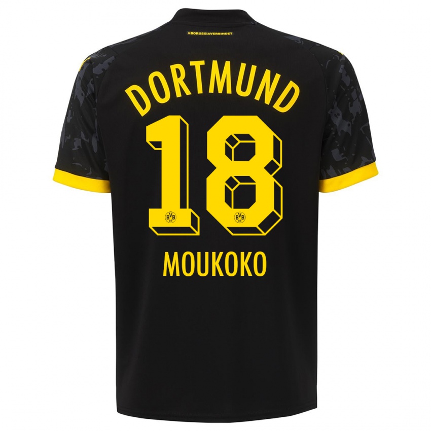 Niño Camiseta Youssoufa Moukoko #18 Negro 2ª Equipación 2023/24 La Camisa Perú